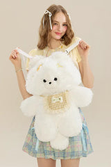 White Cute Samoyed Plush Toy Sweet Lolita Dog Backpack - White - 1