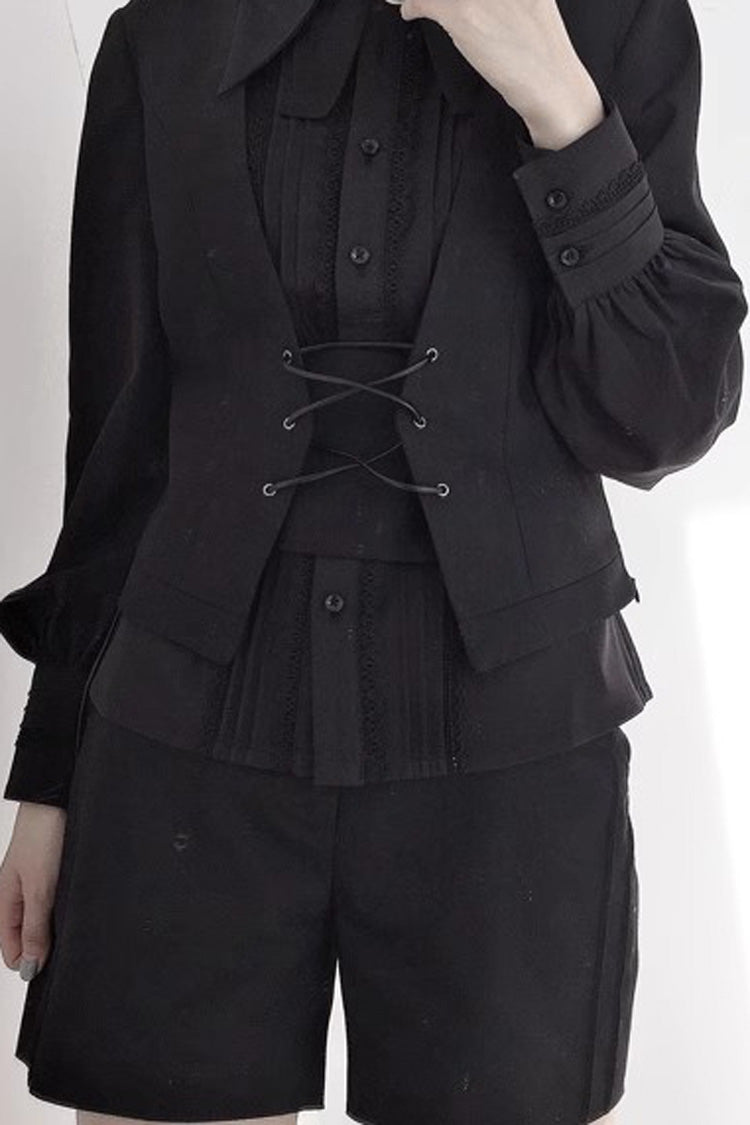 Black Gothic Vintage Elegant Ouji Fashion Lolita Shorts - Product - 4