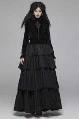 Black Stand Collar Long Sleeves Embroidery Floral Lace Women's Gothic Tops - Product - 4