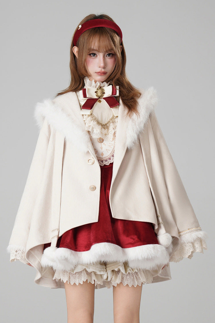 Beige [Clock of Reincarnation Cycles] Cat Ears Magic Hooded Sweet Lolita Coat Cloak - Product - 5