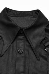 Black Bat Collar Long Sleeves Irregular Men's Punk Blouse - Product - 5