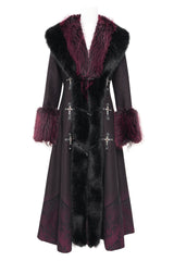 Black/Red Cross Long Sleeves Lace Women's Gothic Long Coat - Product - 3