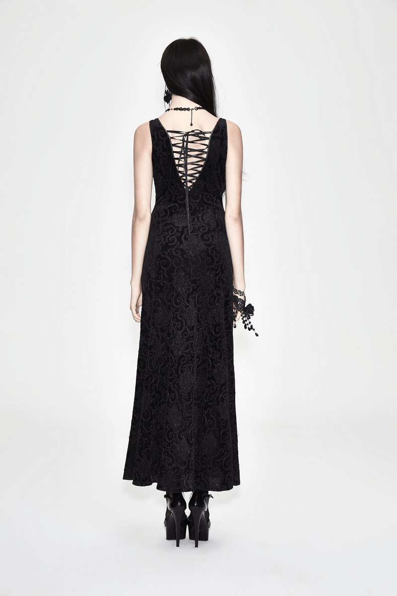 Black And Purple Sexy Gothic Lace Dress / Long Dress With Decorative Roses and Lacing - image 15