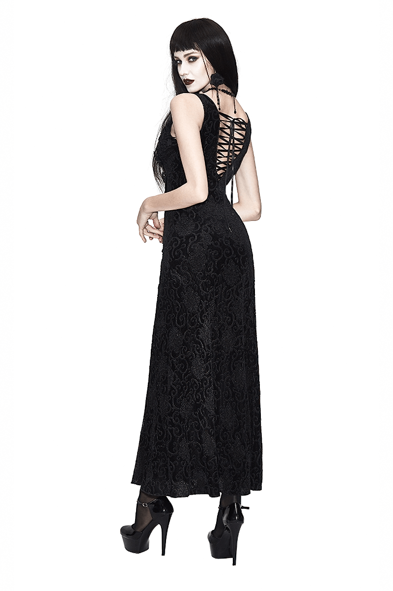 Black And Purple Sexy Gothic Lace Dress / Long Dress With Decorative Roses and Lacing - image 2