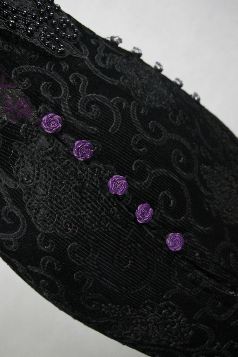 Black And Purple Sexy Gothic Lace Dress / Long Dress With Decorative Roses and Lacing - image 6