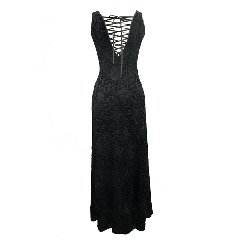 Black And Purple Sexy Gothic Lace Dress / Long Dress With Decorative Roses and Lacing - image 5