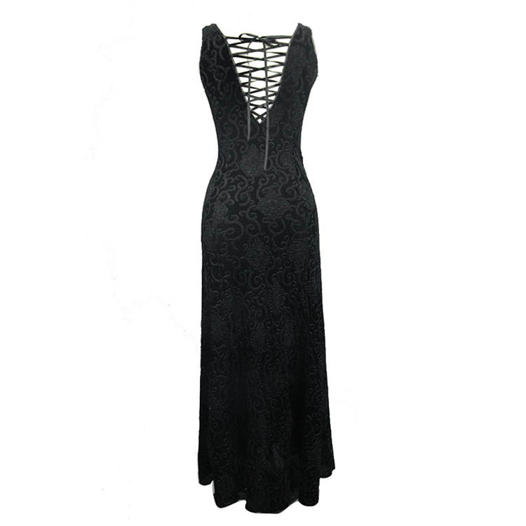 Black And Purple Sexy Gothic Lace Dress / Long Dress With Decorative Roses and Lacing - image 5