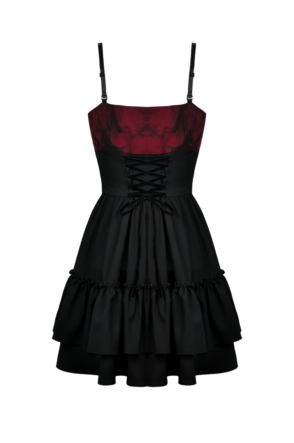Black And Red Spiderweb Print Gothic Dress with Bow - image 5