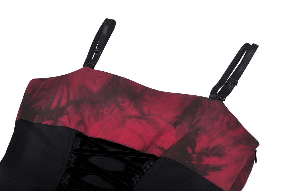 Black And Red Spiderweb Print Gothic Dress with Bow - image 9