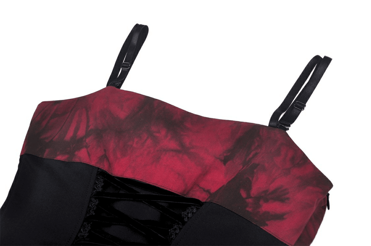 Black And Red Spiderweb Print Gothic Dress with Bow - image 9
