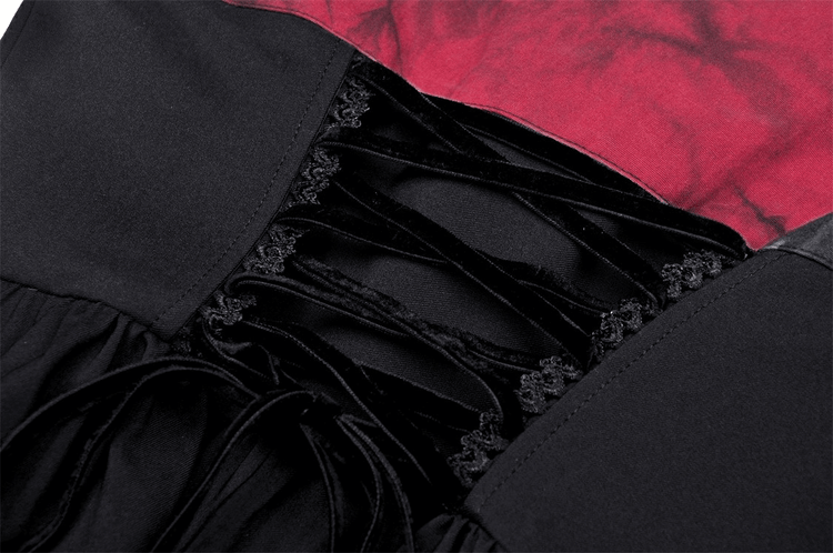Black And Red Spiderweb Print Gothic Dress with Bow - image 10