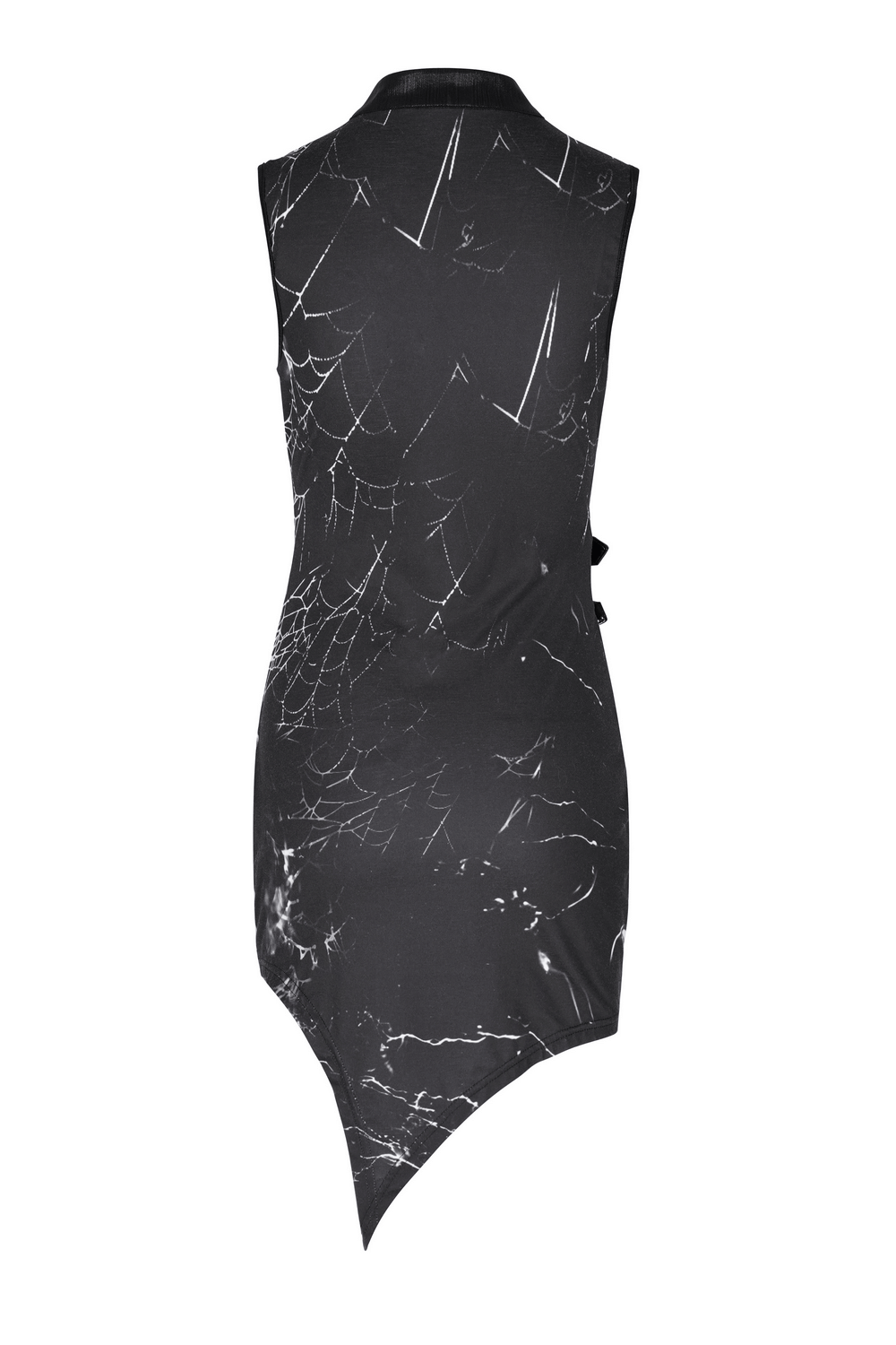 Black and White Gothic Asymmetrical Dress with Buckles - image 5