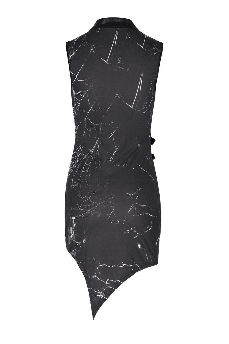 Black and White Gothic Asymmetrical Dress with Buckles - image 5