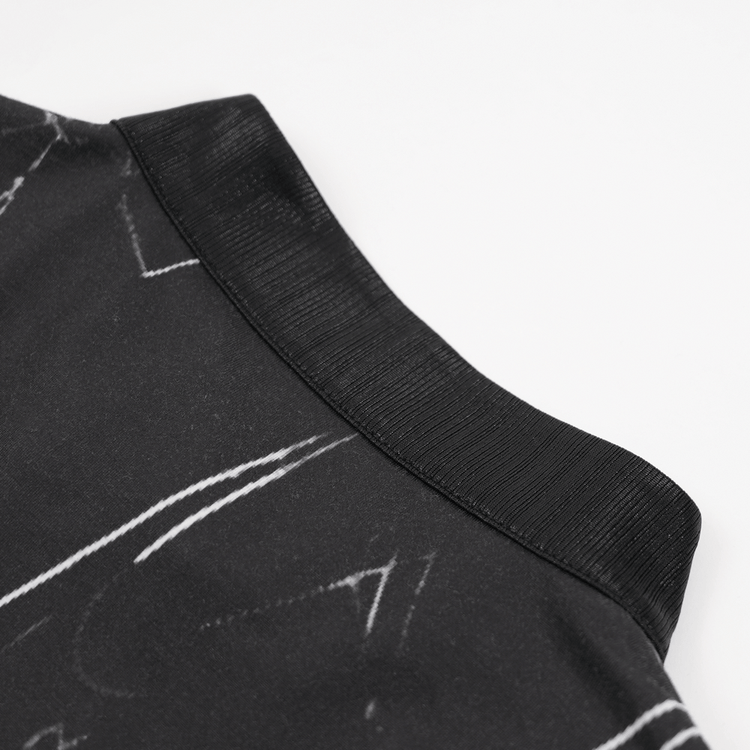 Black and White Gothic Asymmetrical Dress with Buckles - image 10
