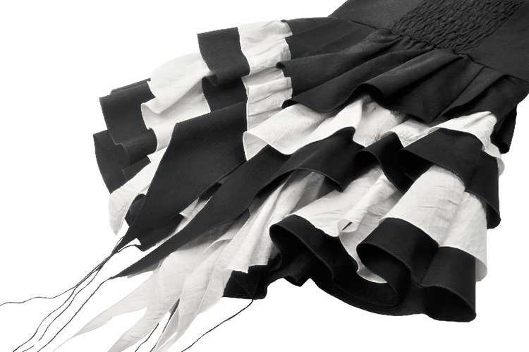 Black and White Ruffled Gothic Dress with Lace and Bow - image 9