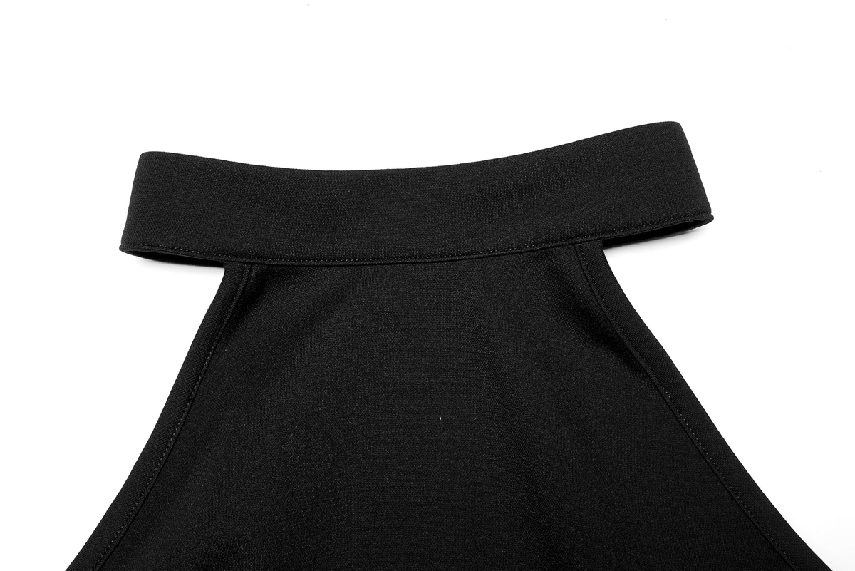 Black Asymmetrical Dress with Punk Cross-Leg Loops - image 7