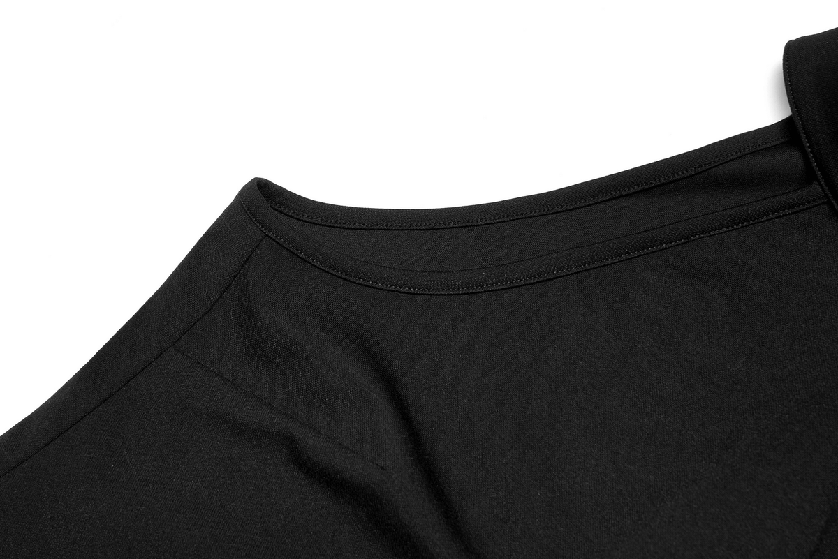 Black Asymmetrical Dress with Punk Cross-Leg Loops - image 8