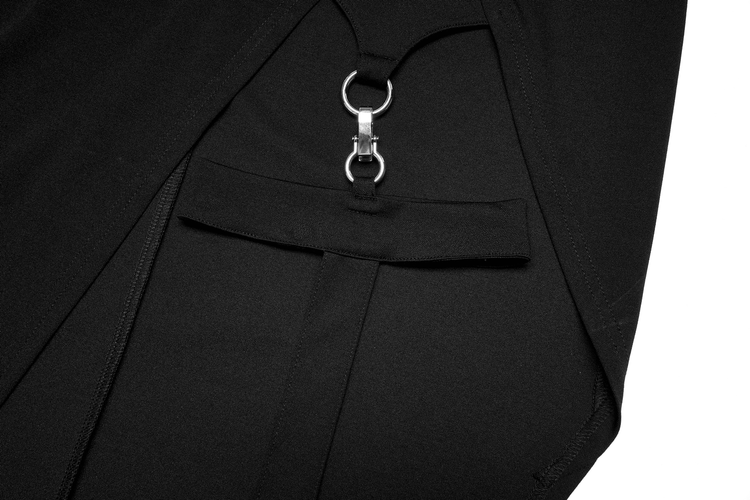 Black Asymmetrical Dress with Punk Cross-Leg Loops - image 9