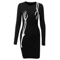 Black Bodycon Long Sleeve Dress / Women Gothic Streetwear Skull Print Mini Dress - image 2