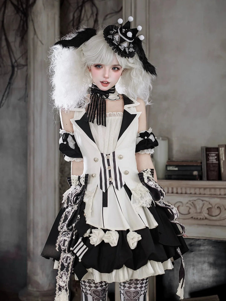 Black Candy Cane circus Gothic Lolita full set 4
