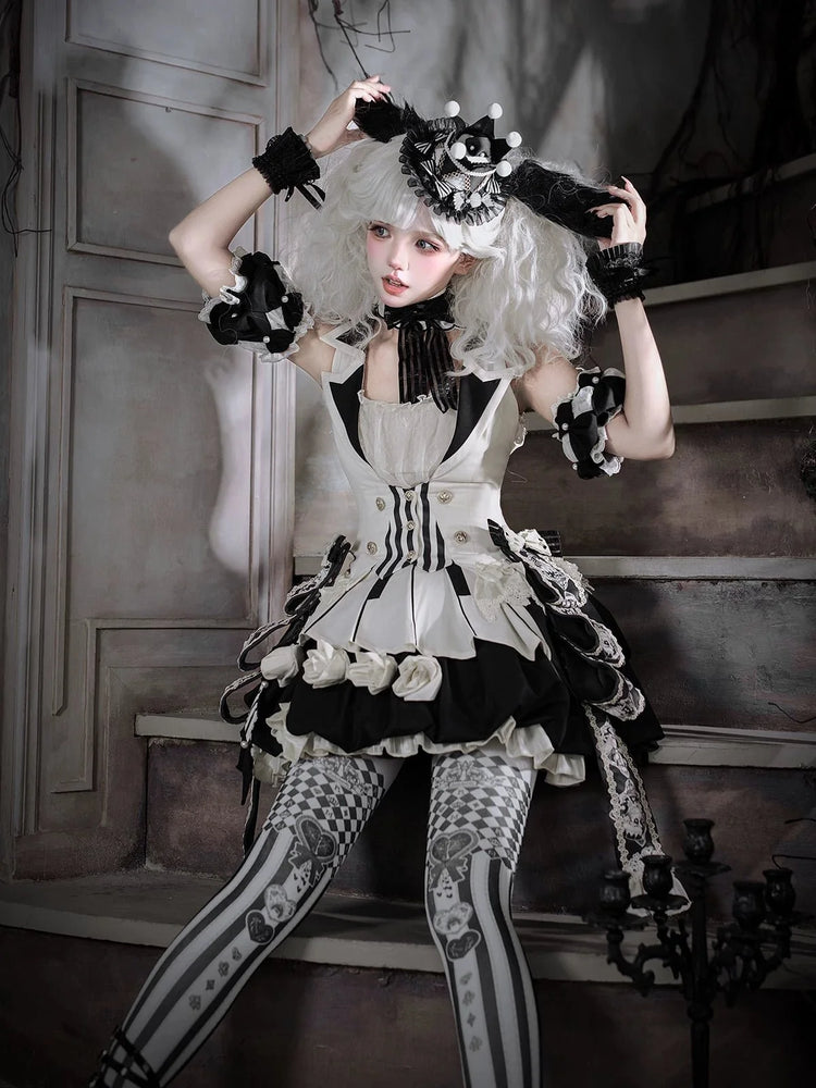 Black Candy Cane circus Gothic Lolita full set 5