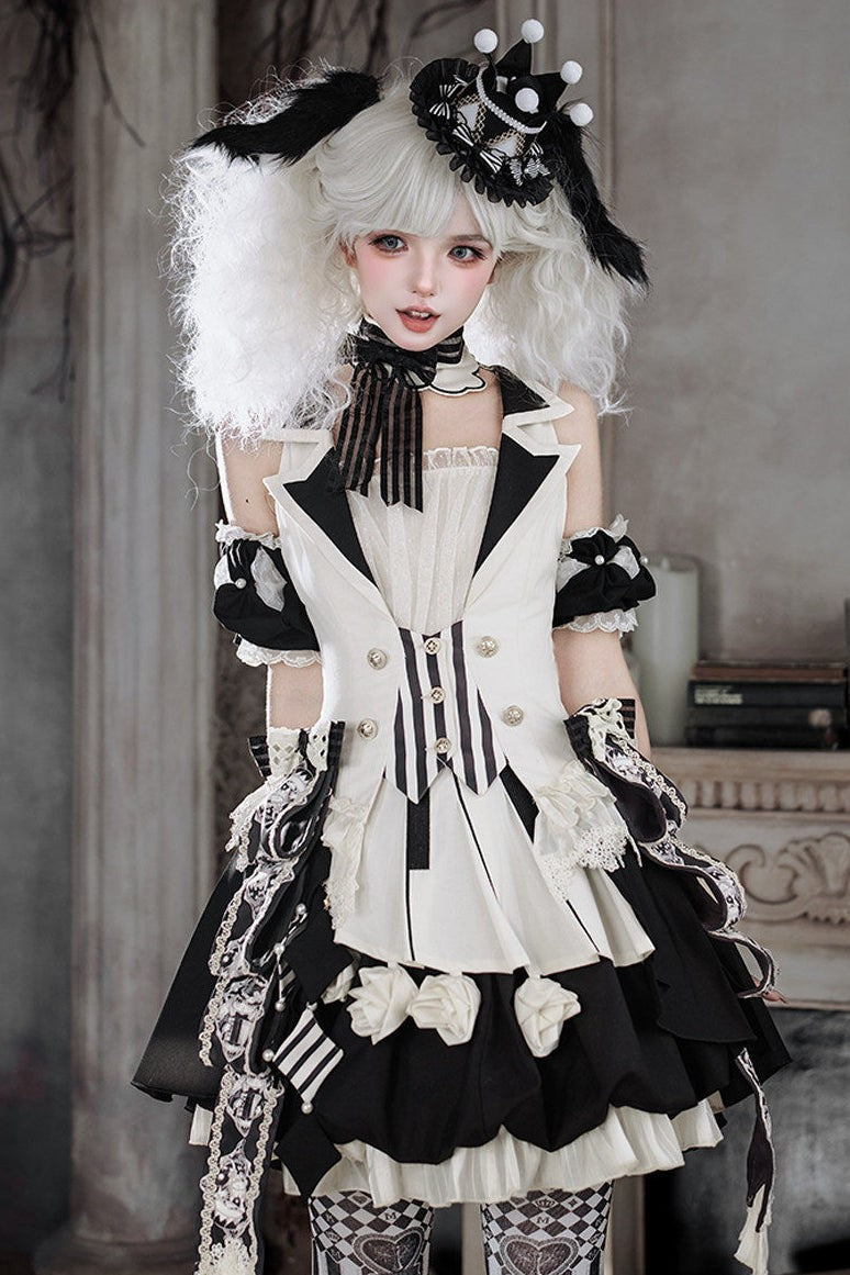 Black Candy Cane circus Gothic Lolita full set 3