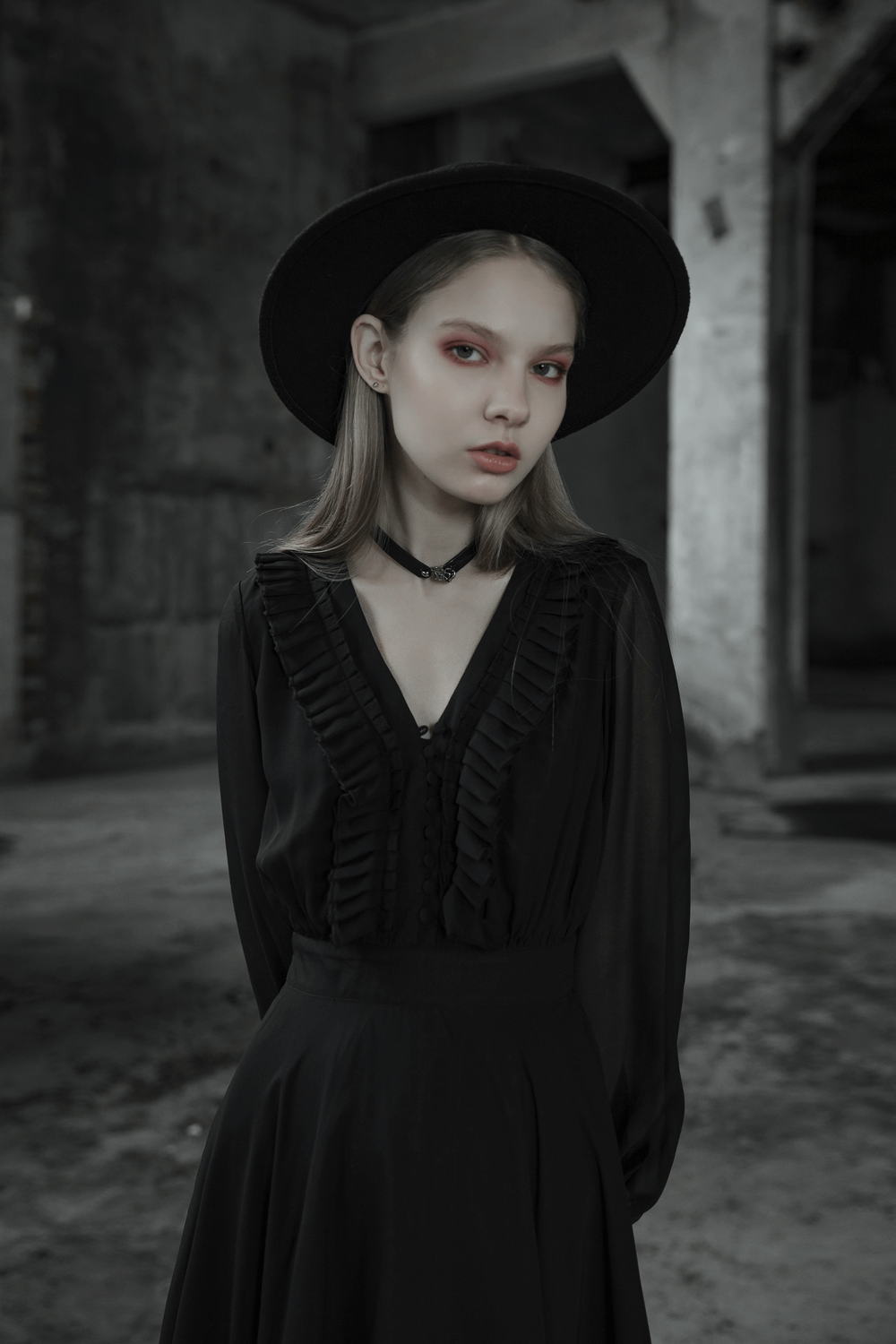 Black Chiffon Dress with Asymmetrical Layered Hem - image 13