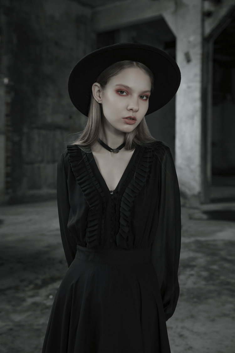 Black Chiffon Dress with Asymmetrical Layered Hem - image 13