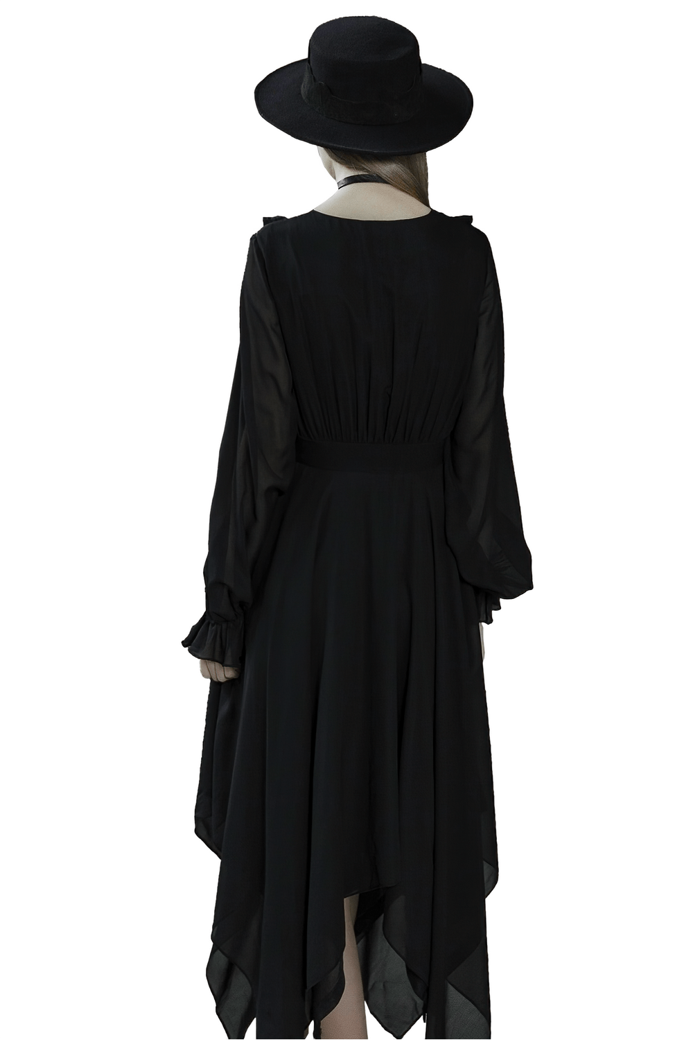 Black Chiffon Dress with Asymmetrical Layered Hem - image 2