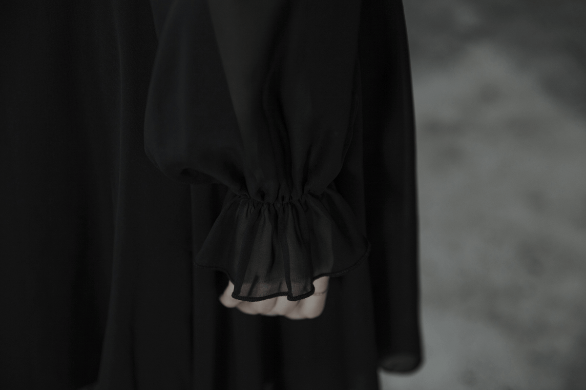 Black Chiffon Dress with Asymmetrical Layered Hem - image 11