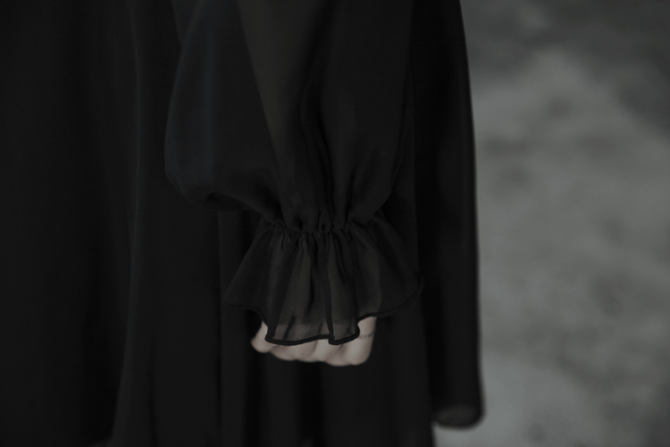 Black Chiffon Dress with Asymmetrical Layered Hem - image 11