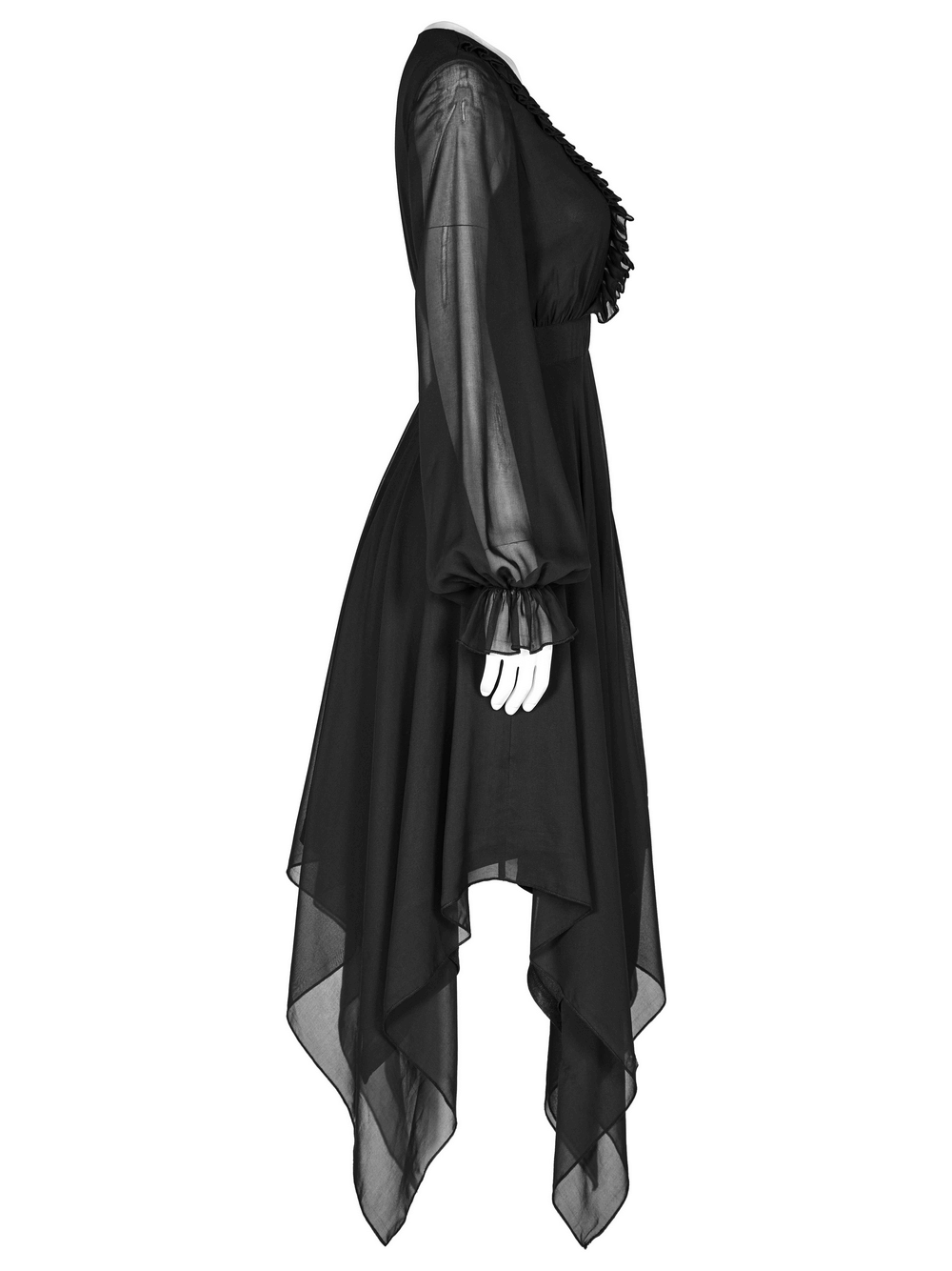 Black Chiffon Dress with Asymmetrical Layered Hem - image 5