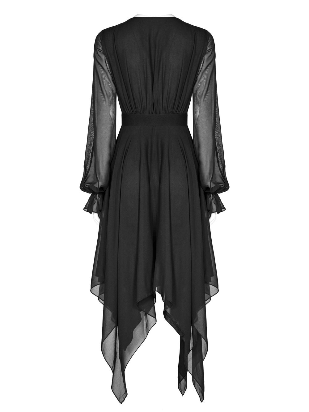 Black Chiffon Dress with Asymmetrical Layered Hem - image 6