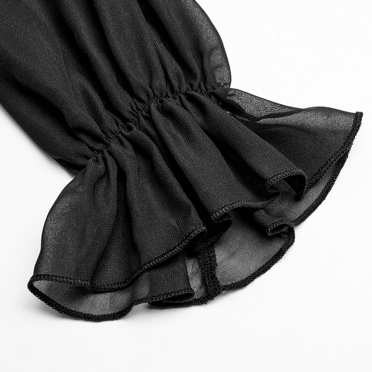 Black Chiffon Dress with Asymmetrical Layered Hem - image 10