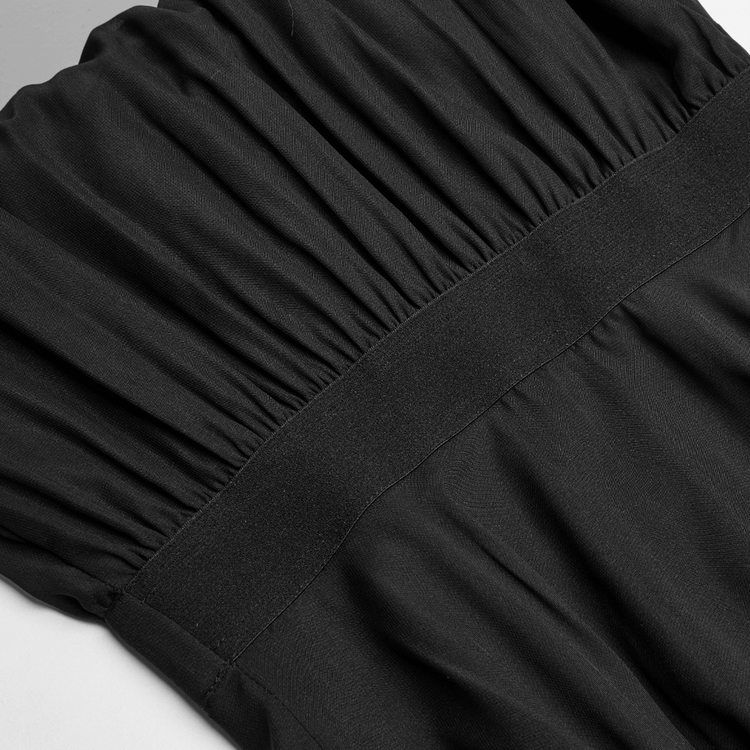 Black Chiffon Dress with Asymmetrical Layered Hem - image 8