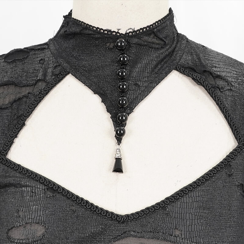 Black 'Dragon Spine' Gothic Dress / Women's Dark Shadow Long Sleeve Irregular Hem Dress - image 7