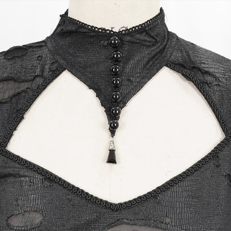 Black 'Dragon Spine' Gothic Dress / Women's Dark Shadow Long Sleeve Irregular Hem Dress - image 7