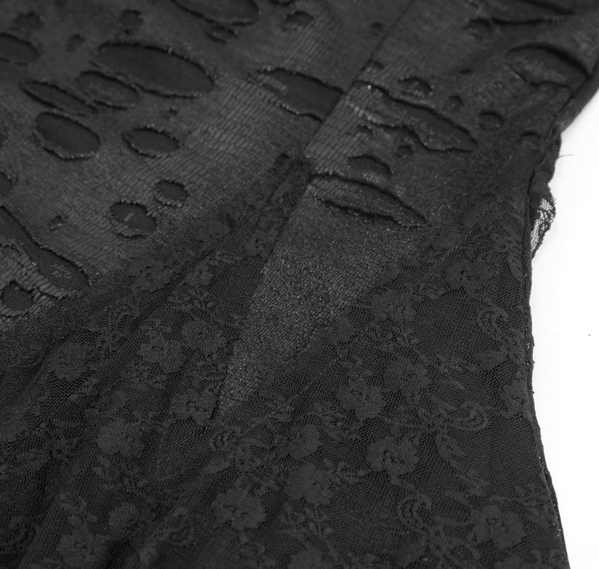 Black 'Dragon Spine' Gothic Dress / Women's Dark Shadow Long Sleeve Irregular Hem Dress - image 8