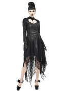 Black 'Dragon Spine' Gothic Dress / Women's Dark Shadow Long Sleeve Irregular Hem Dress - image 1
