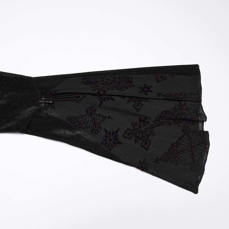 Black Gothic Cross Mesh Fishtail Maxi Dress Gown - image 10