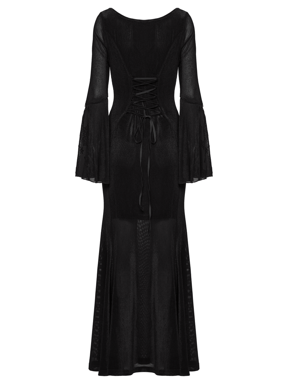 Black Gothic Cross Mesh Fishtail Maxi Dress Gown - image 6
