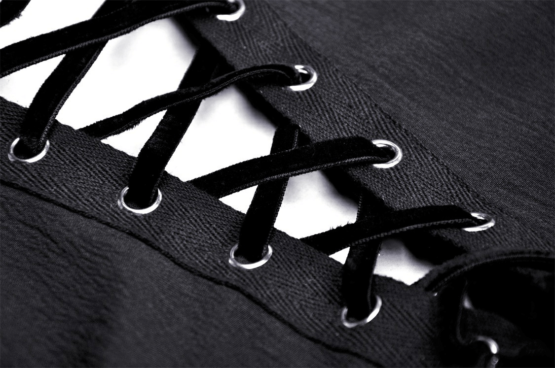 Black Gothic Lace High-Low Dress with Fringe Detailing - image 8