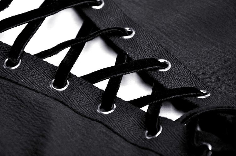 Black Gothic Lace High-Low Dress with Fringe Detailing - image 8
