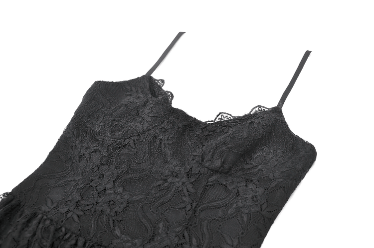 Black Gothic Lace High Low Dress with Ruffle Skirt - image 6