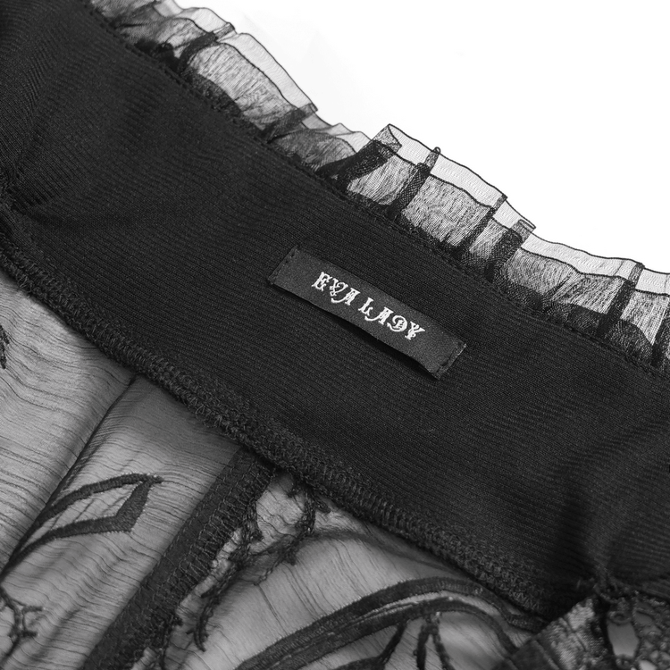 Black Gothic Lace Mesh Maxi Dress with Short Sleeves - image 17