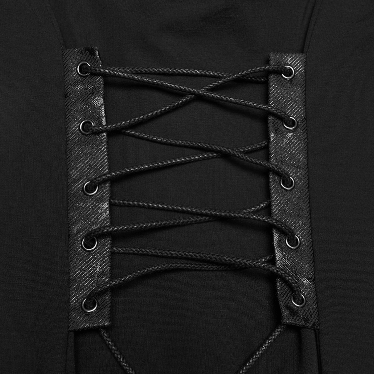 Black Gothic Lace-Up Mermaid Fishnet Maxi Dress - image 10