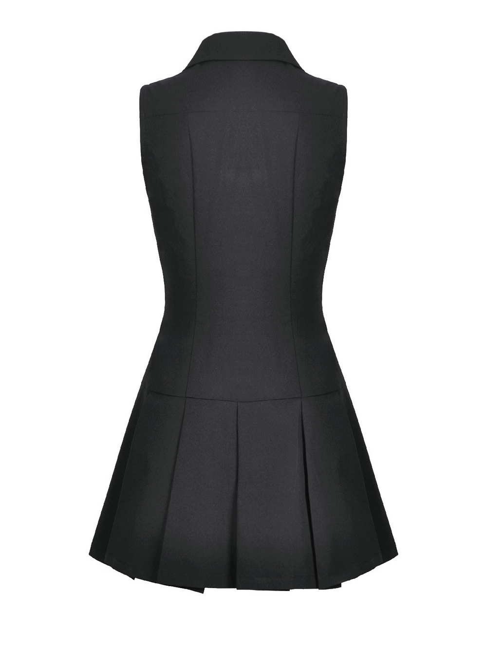 Black Gothic Lace Up Zip Front Pleated Mini Dress - image 5