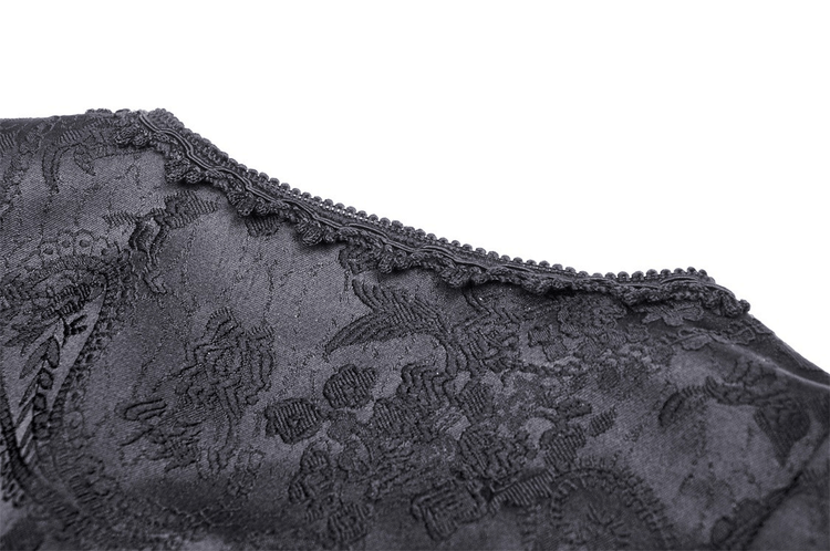 Black Gothic Long Sleeves Lace Maxi Dress with Red Brooch - image 15