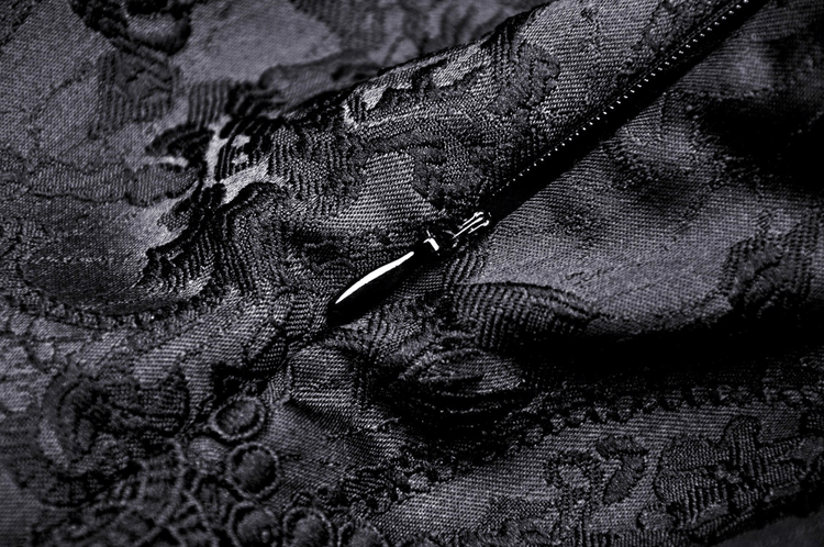 Black Gothic Long Sleeves Lace Maxi Dress with Red Brooch - image 16