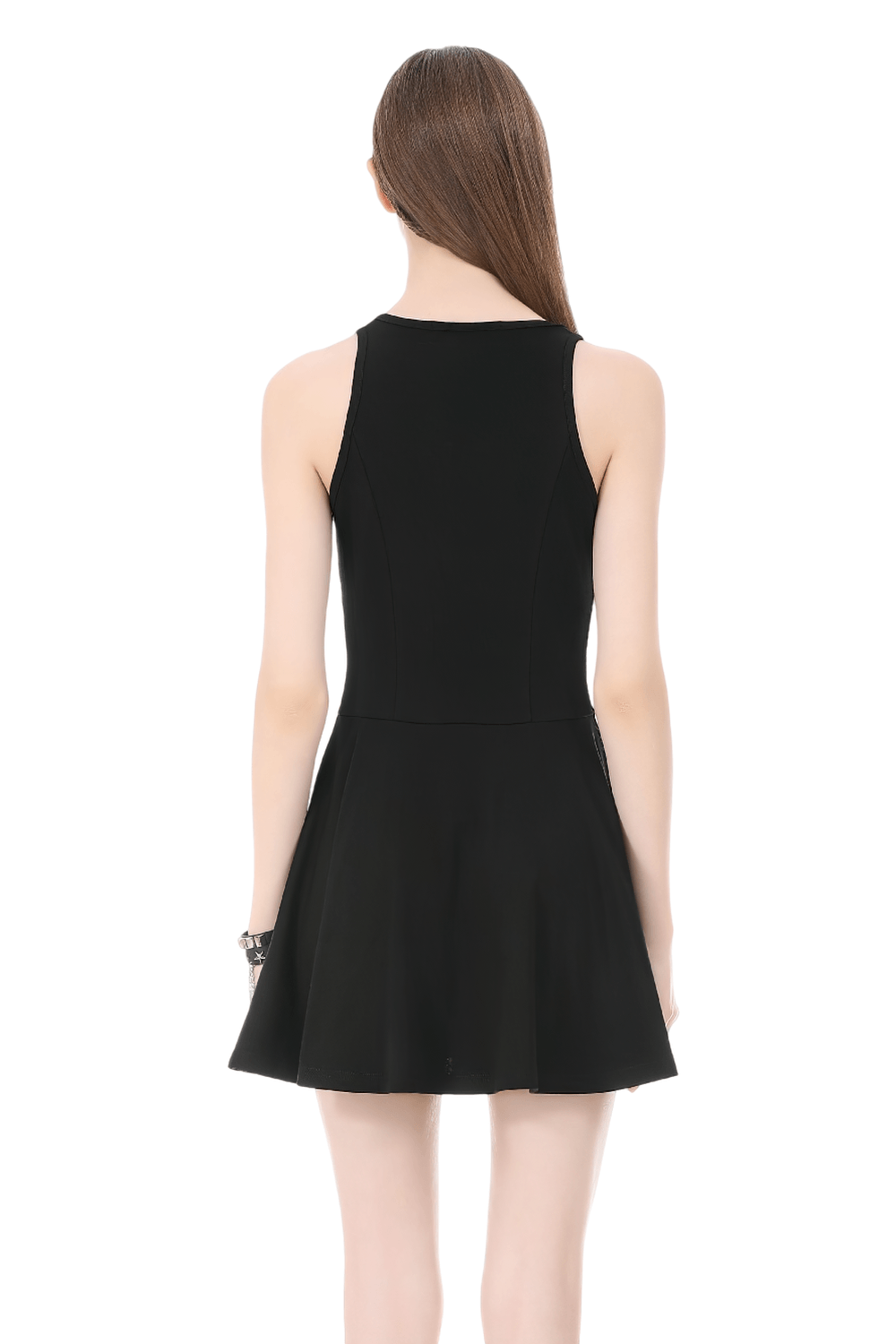 Black Gothic Mini Dress with Side Corset Lacing - image 2